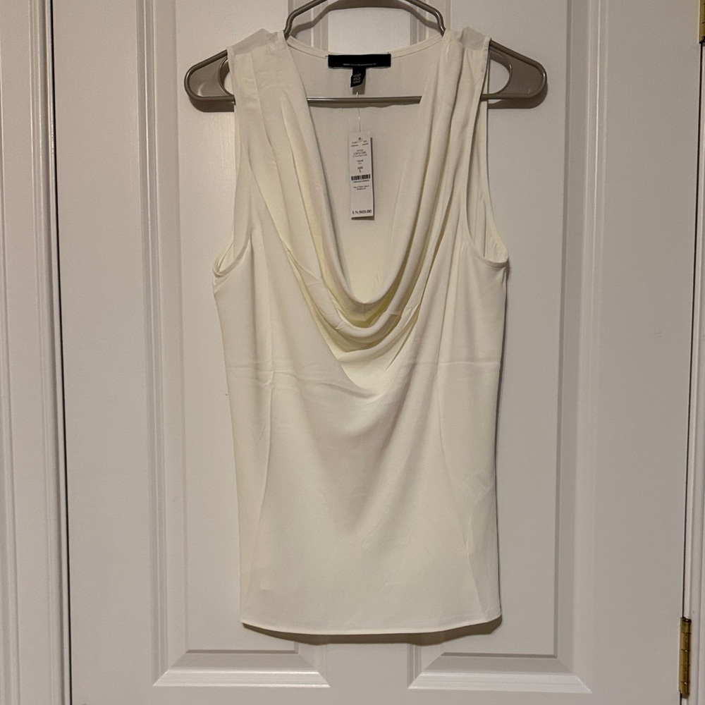 White House Black Market Ivory Drape Neck Blouse